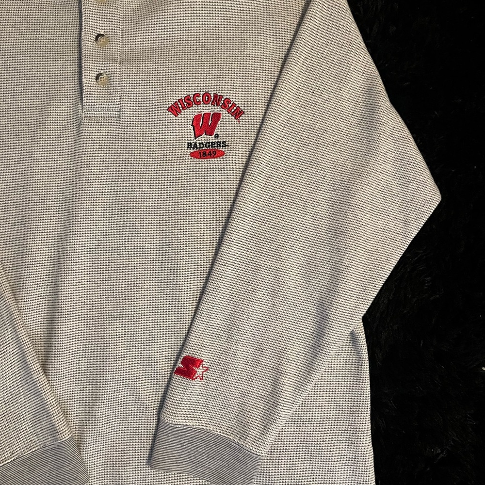 VINTAGE Starters University of Wisconsin Badgers 1/4 Button Up | Size Medium - Picture 3 of 5